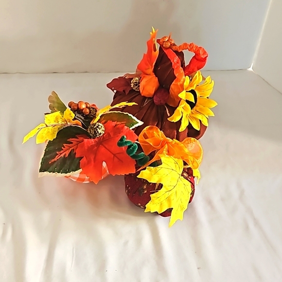 Hand Crafted Harvest Fabric Pumpkins 3Set Orange Farmhouse Handmade Autum Decor - Picture 17 of 17